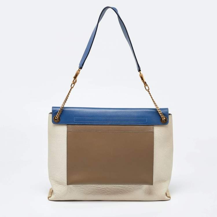 Pre Owned Chloe Tri Color Leather Large Clare Shoulder Bag