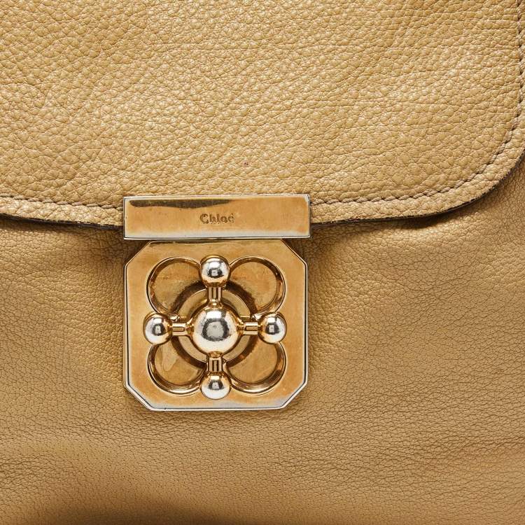 Pre Owned Chloe Beige Leather Elsie Top Handle Bag