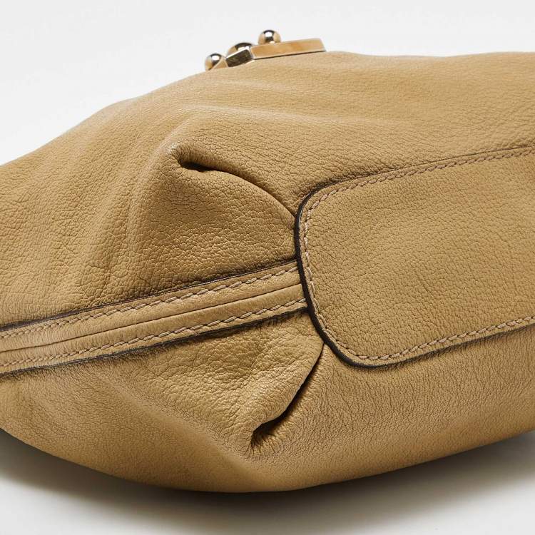 Pre Owned Chloe Beige Leather Elsie Top Handle Bag