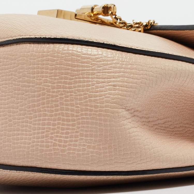 Pre Owned Chloe Brown/Light Beige Grain Leather Medium Drew Shoulder Bag