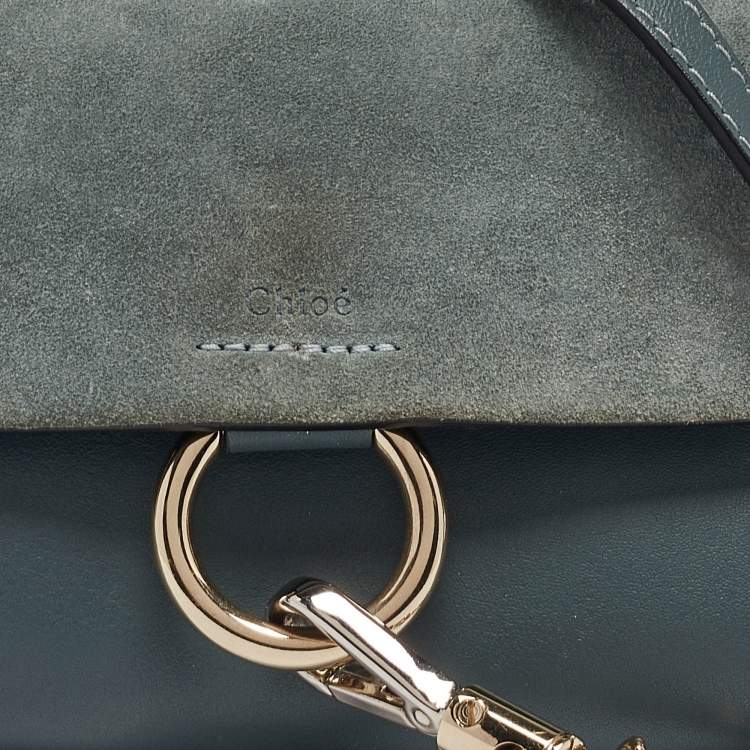 مملوكة مسبقًا Chloe Blue Leather and Suede Mini Faye Crossbody Bag