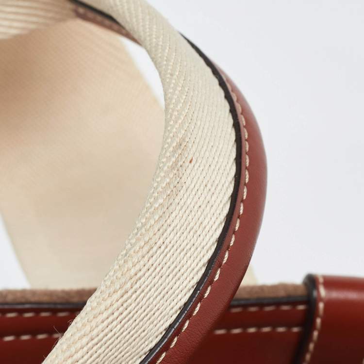 مملوكة مسبقًا Chloe Brown/Beige Wool and Leather Medium Woody Tote