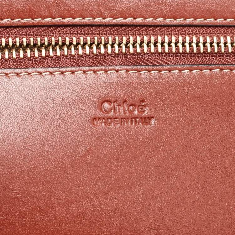 مملوكة مسبقًا Chloe Brown/Beige Wool and Leather Medium Woody Tote