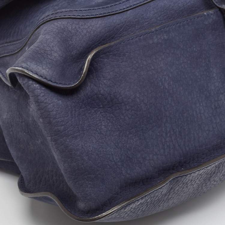Pre Owned Chloe Navy Blue Nubuck Large Marcie Satchel