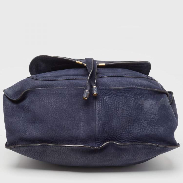 Pre Owned Chloe Navy Blue Nubuck Large Marcie Satchel