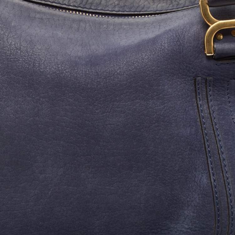 Pre Owned Chloe Navy Blue Nubuck Large Marcie Satchel