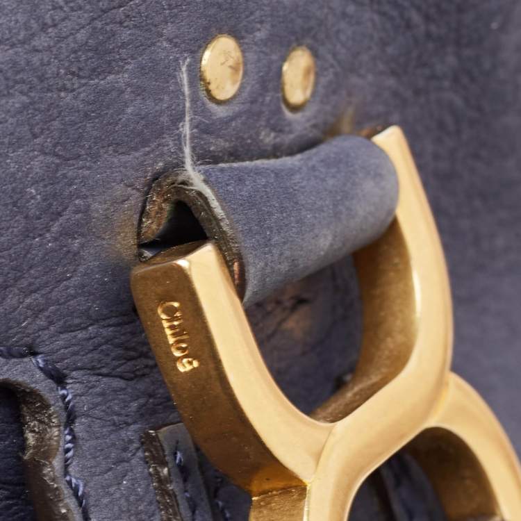 Pre Owned Chloe Navy Blue Nubuck Large Marcie Satchel