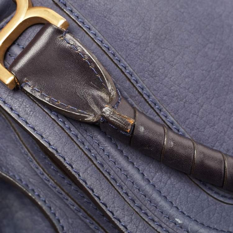 Pre Owned Chloe Navy Blue Nubuck Large Marcie Satchel