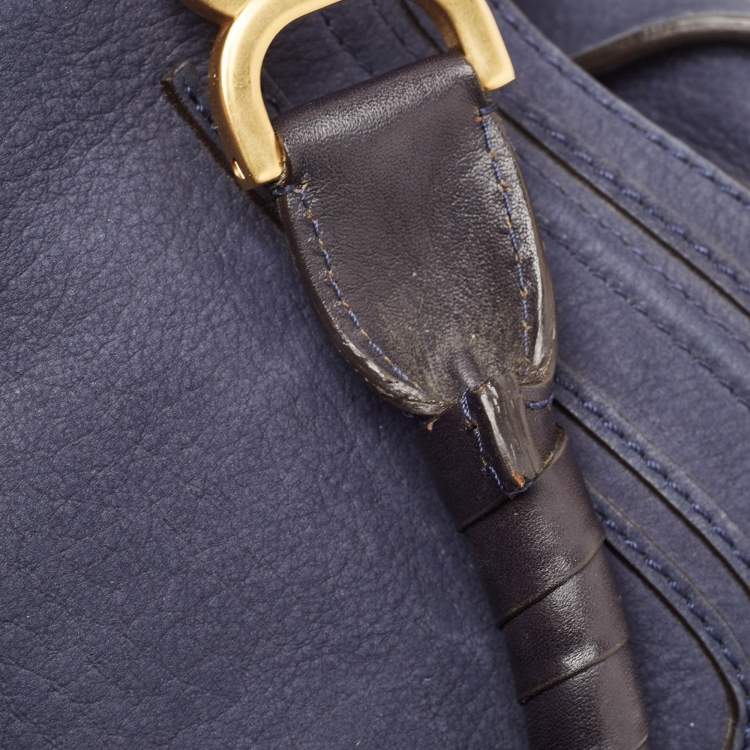 Pre Owned Chloe Navy Blue Nubuck Large Marcie Satchel