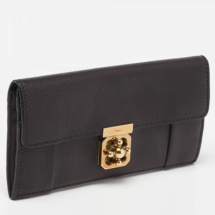 Pre Owned Chloe Black Leather Elsie Continental Wallet