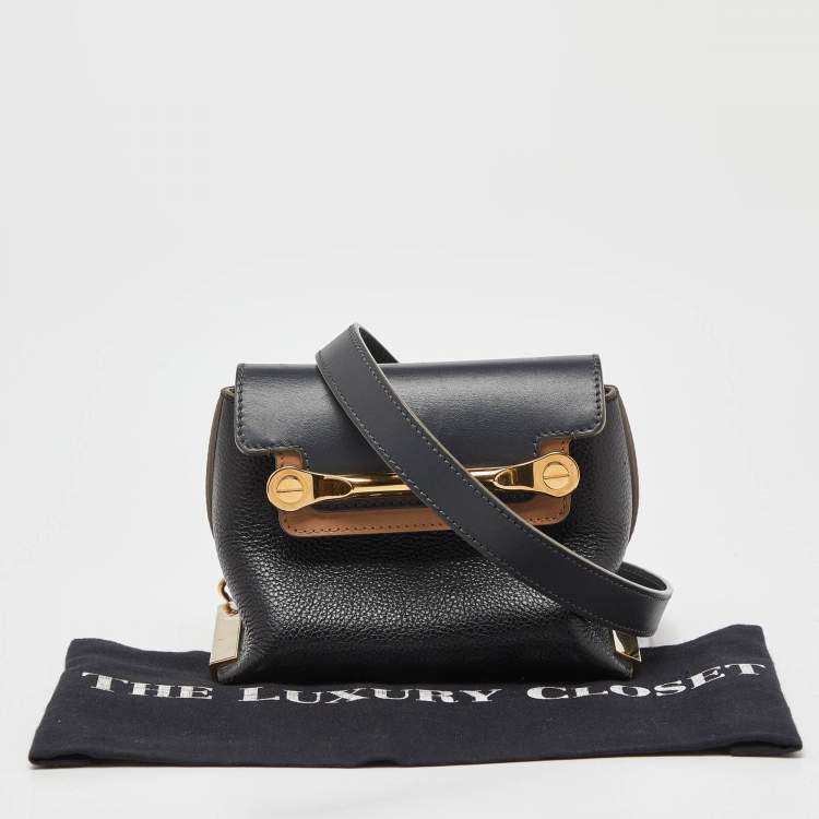 مملوكة مسبقًا Chloe Tri Color Leather Mini Clare Crossbody Bag