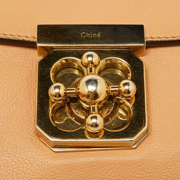 Pre Owned Chloe Beige Leather Small Elsie Shoulder Bag