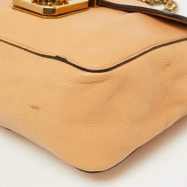 Pre Owned Chloe Beige Leather Small Elsie Shoulder Bag