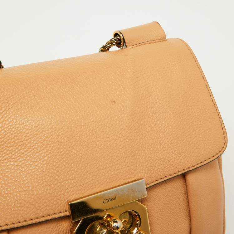 Pre Owned Chloe Beige Leather Small Elsie Shoulder Bag
