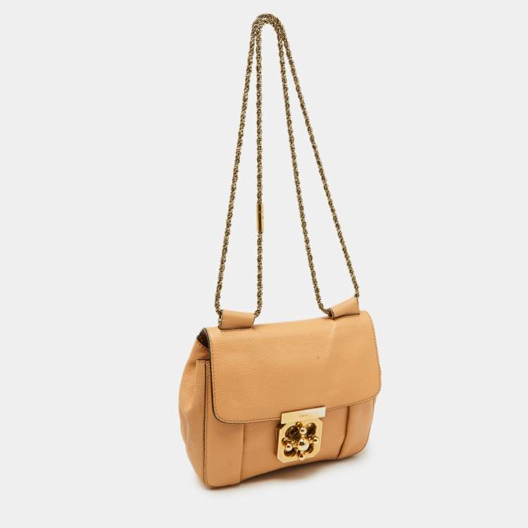 Pre Owned Chloe Beige Leather Small Elsie Shoulder Bag
