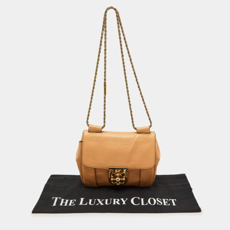 Pre Owned Chloe Beige Leather Small Elsie Shoulder Bag