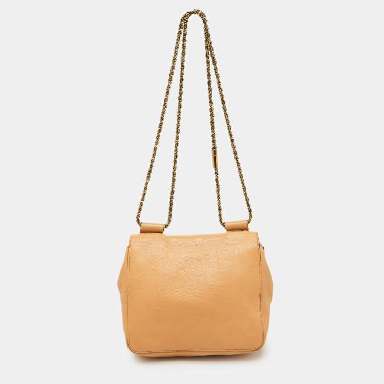 Pre Owned Chloe Beige Leather Small Elsie Shoulder Bag