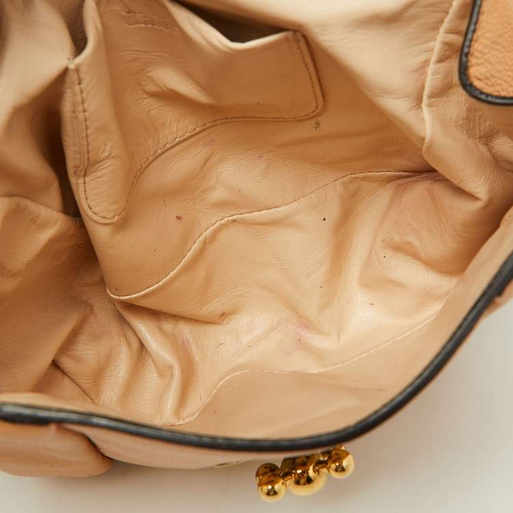 Pre Owned Chloe Beige Leather Small Elsie Shoulder Bag