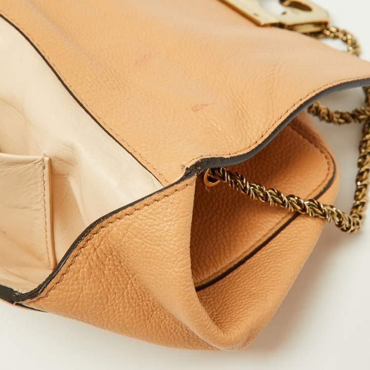 Pre Owned Chloe Beige Leather Small Elsie Shoulder Bag