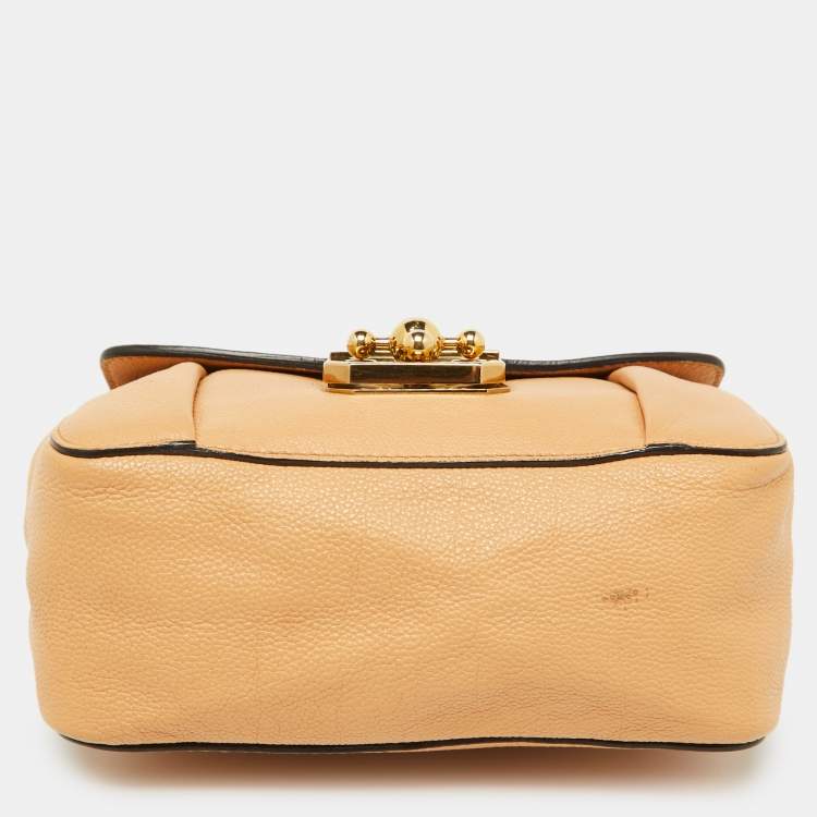 Pre Owned Chloe Beige Leather Small Elsie Shoulder Bag