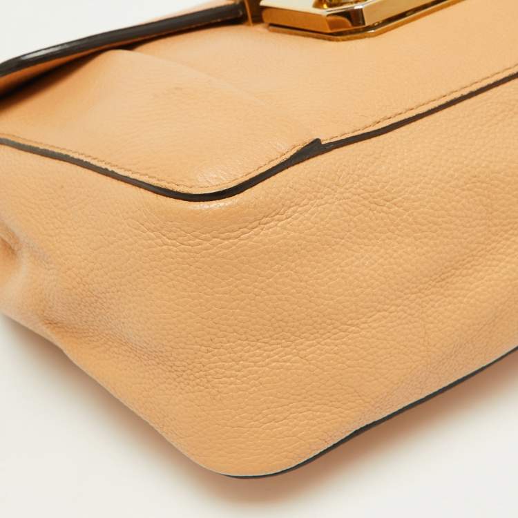 Pre Owned Chloe Beige Leather Small Elsie Shoulder Bag