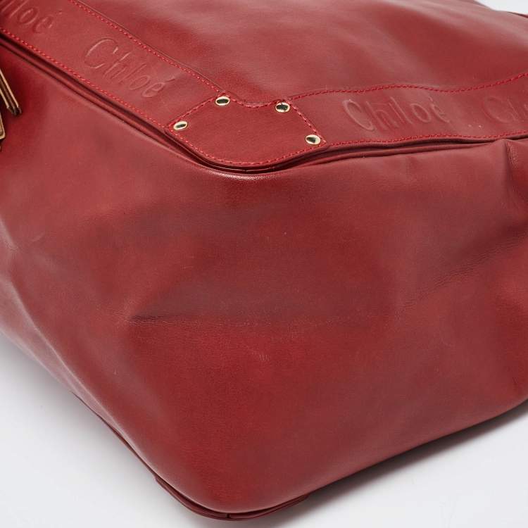 Pre Owned Chloe Cherry Leather Eden Tote 