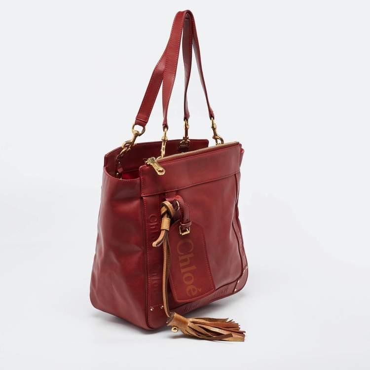 Pre Owned Chloe Cherry Leather Eden Tote 