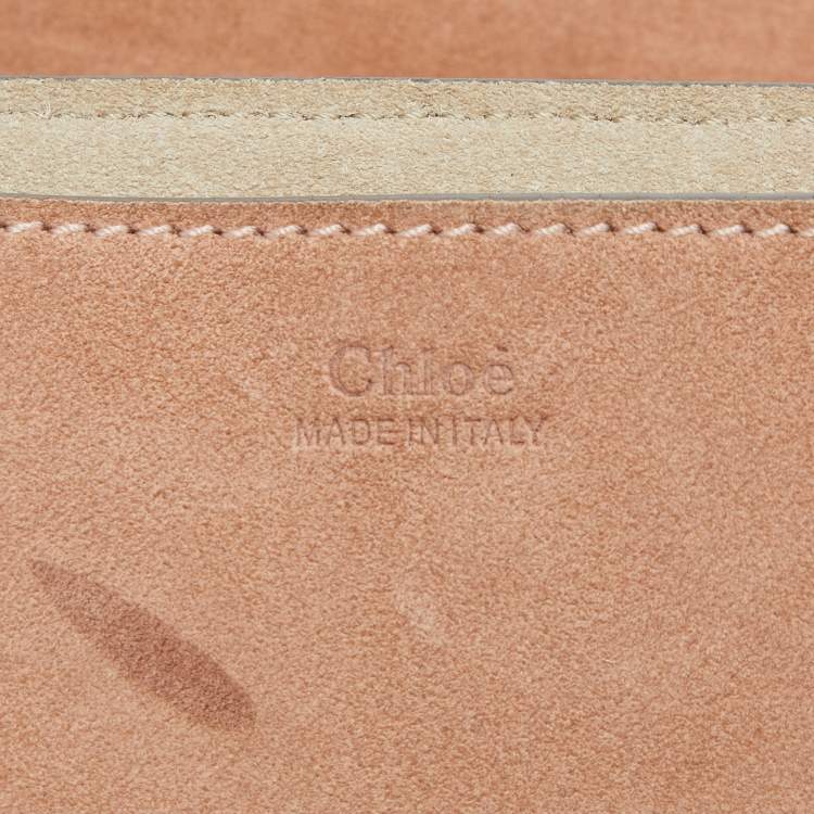 Pre Owned Chloe Two Tone Peach Leather and Suede Medium Drew Shoulder Bag