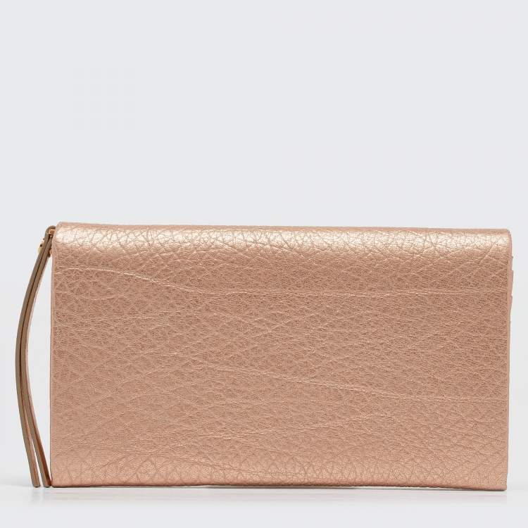 Pre Owned Chloe Rose Gold Leather Bifold Wallet