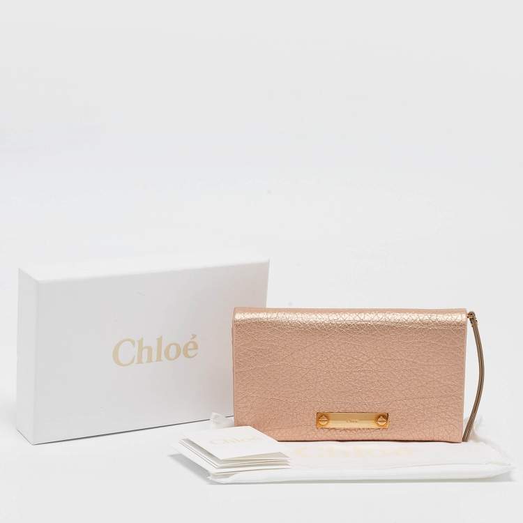 Pre Owned Chloe Rose Gold Leather Bifold Wallet
