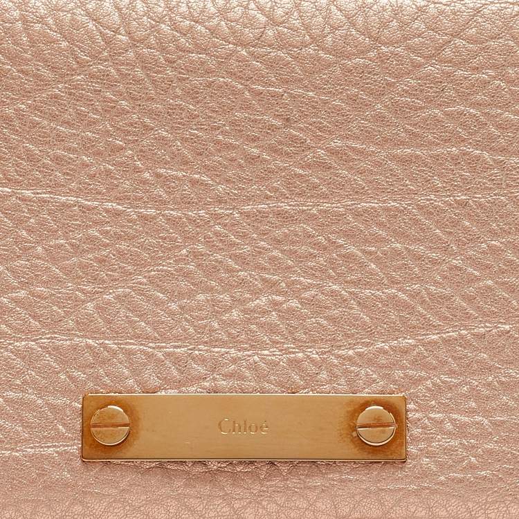 Pre Owned Chloe Rose Gold Leather Bifold Wallet