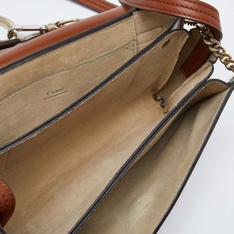 Pre Owned Chloe Brown Leather and Suede Small Faye Shoulder Bag
