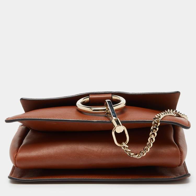 Pre Owned Chloe Brown Leather and Suede Small Faye Shoulder Bag