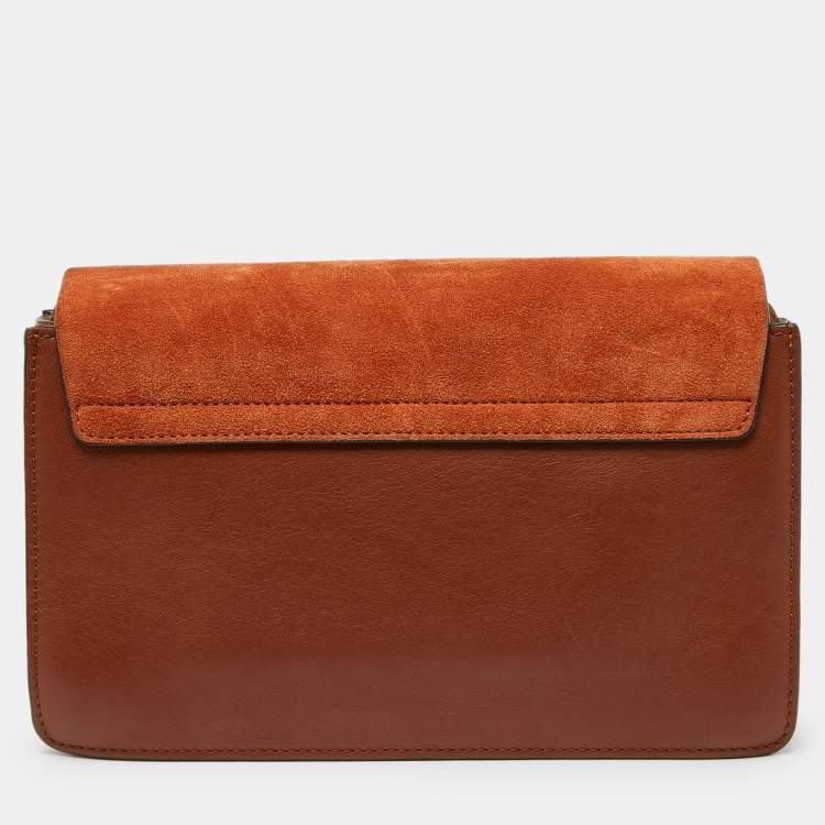 Pre Owned Chloe Brown Leather and Suede Small Faye Shoulder Bag
