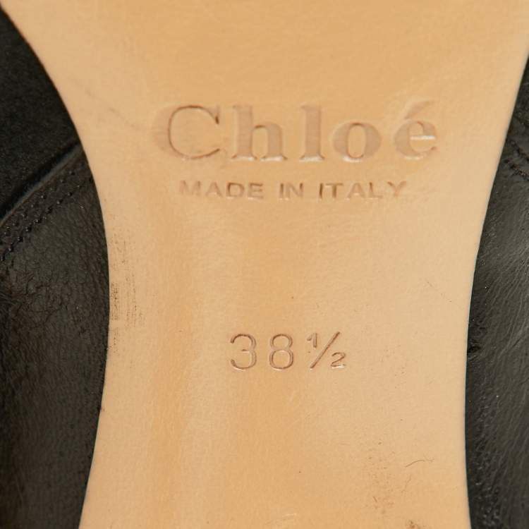 Pre Owned Chloe Black Suede and Leather Pointed Toe Ankle Booties Size 38.5
