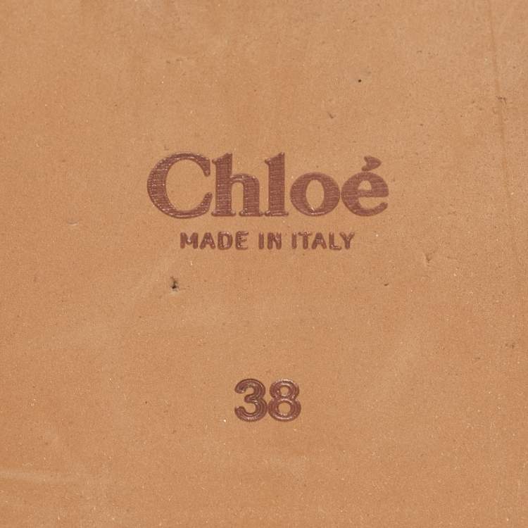 Pre Owned Chloe Cream Logo Canvas Woody Flat Slides Size 38