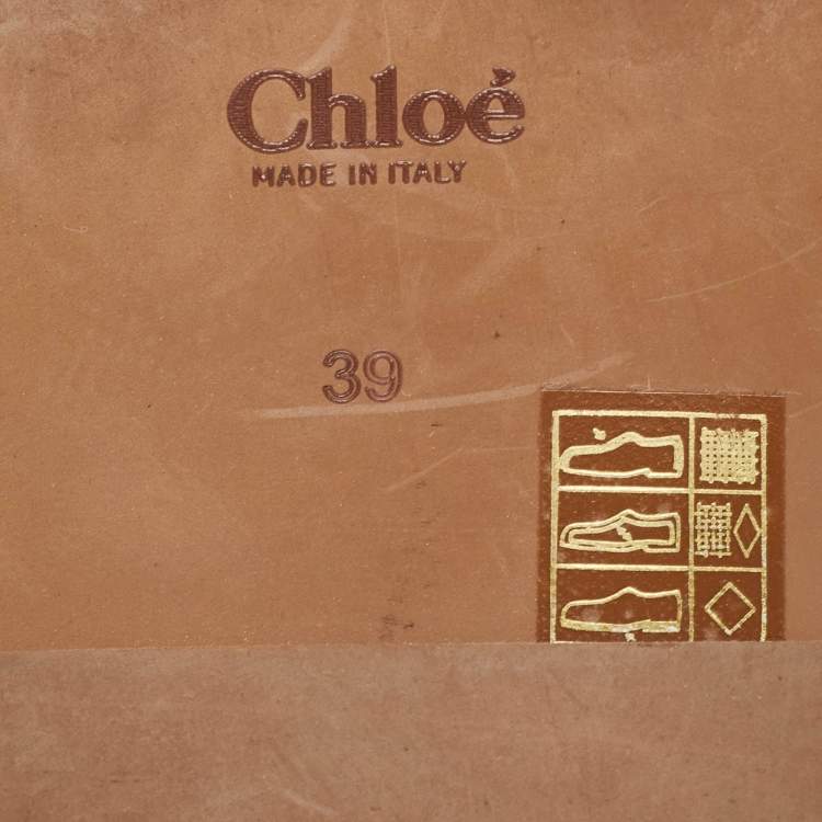 Pre Owned Chloé Off White Logo Canvas Woody Flat Slides Size 39