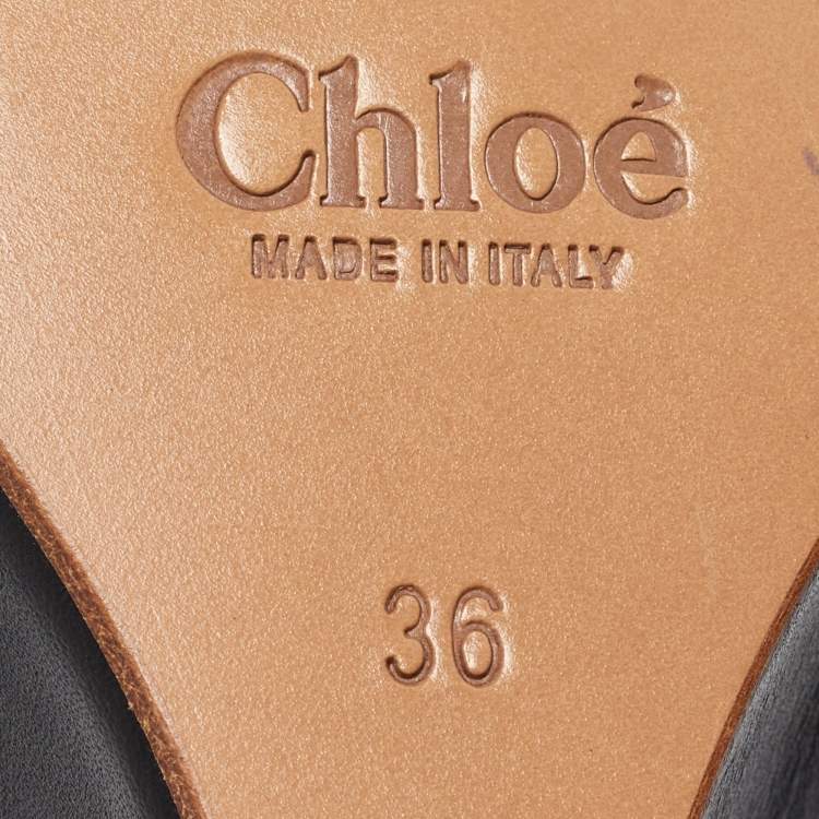 Pre Owned Chloe Black/Blue Suede and Leather Eliza Wedge Slingback Sandals Size 36