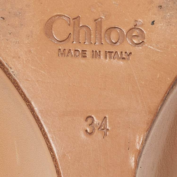 Pre Owned Chloe Beige/Grey Leather and Suede Wedge Slingback Pumps Size 34