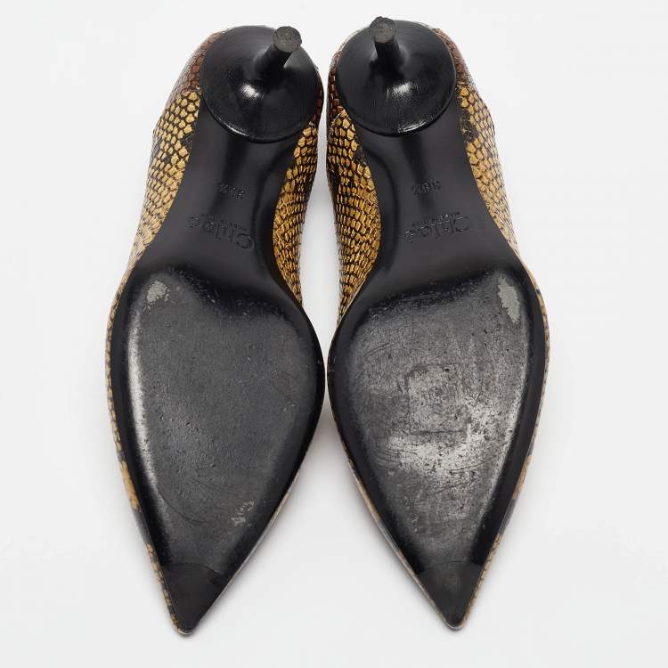 Pre Owned Chloe Multicolor Snakeskin Embossed Leather Pointed Toe Pumps Size 36.5