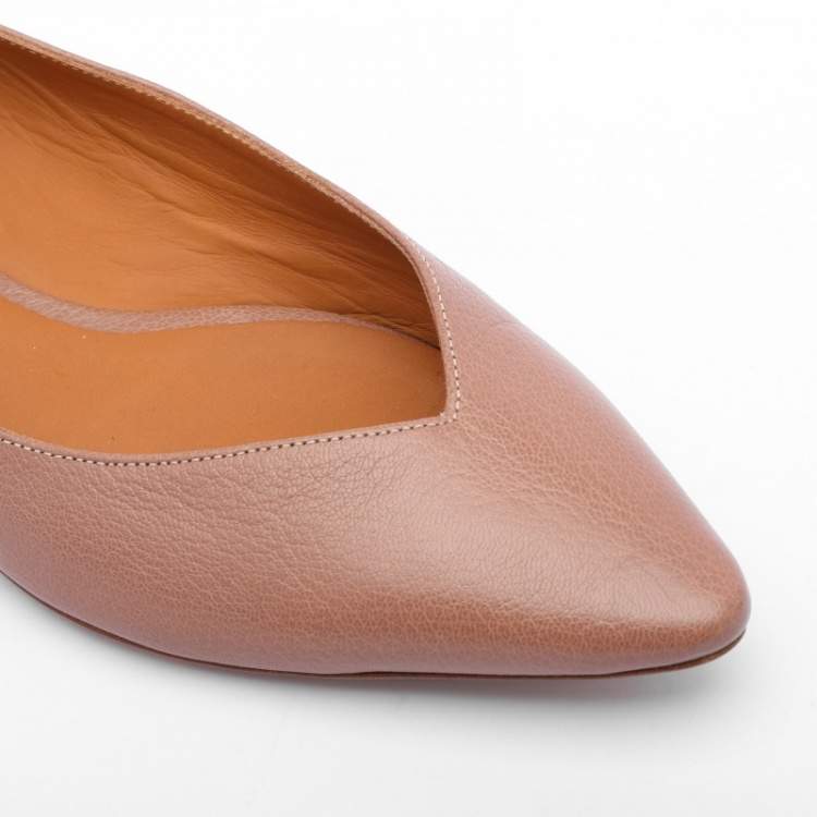 Pre Owned Chloe Beige Leather Pointed Toe Ballet Flats 35