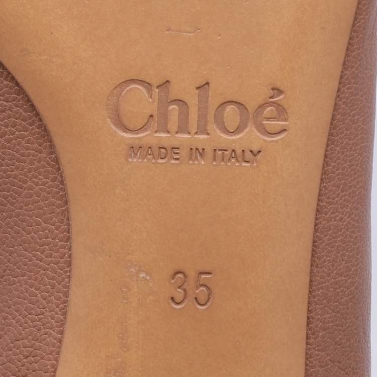 Pre Owned Chloe Beige Leather Pointed Toe Ballet Flats 35