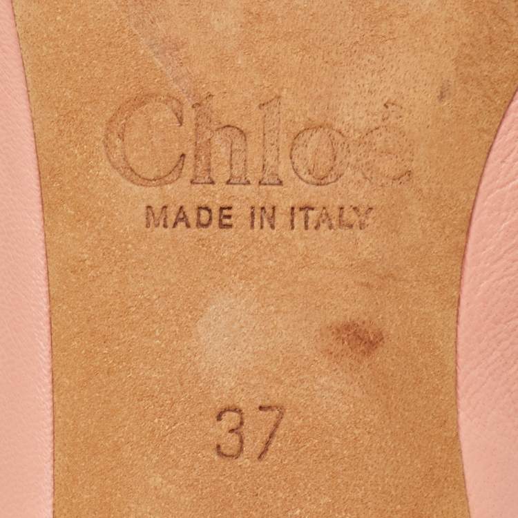 Pre Owned Chloe Pink Leather Laurena Scalloped Block Heel Pumps Size 37
