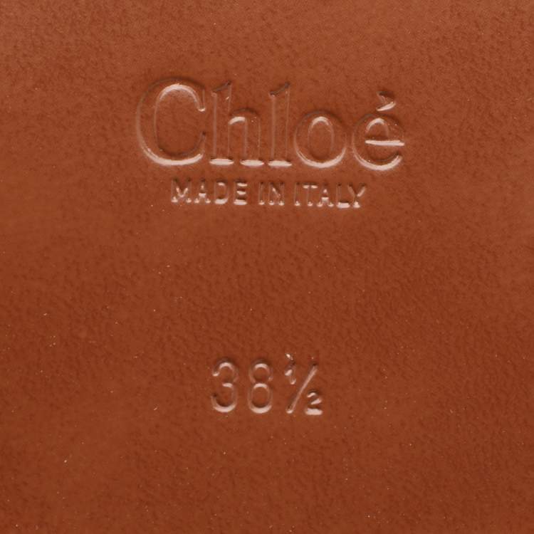 Pre Owned Chloe Cream Leather C Logo Slip On Loafers Size 38.5