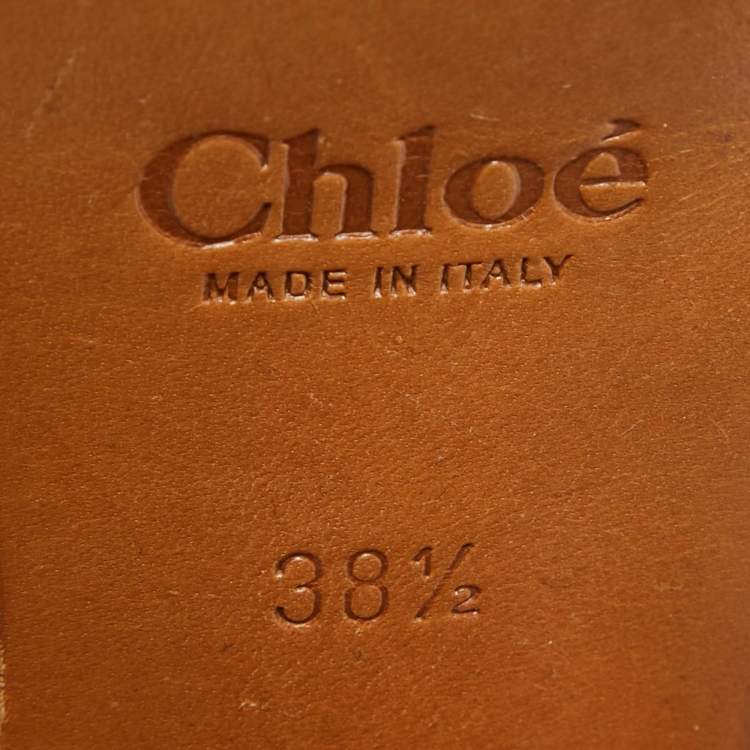 Pre Owned Chloe Tan Leather Platform Ankle Strap Sandals Size 38.5