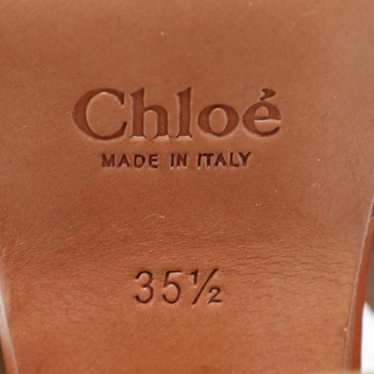 Pre Owned Chloe Brown Leather Platform Ankle Strap Sandals Size 35.5
