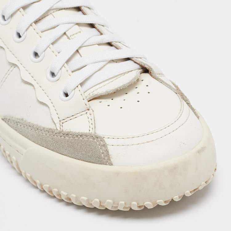 Pre Owned Chloe White/Grey Leather and Suede Lace Up Sneakers Size 37