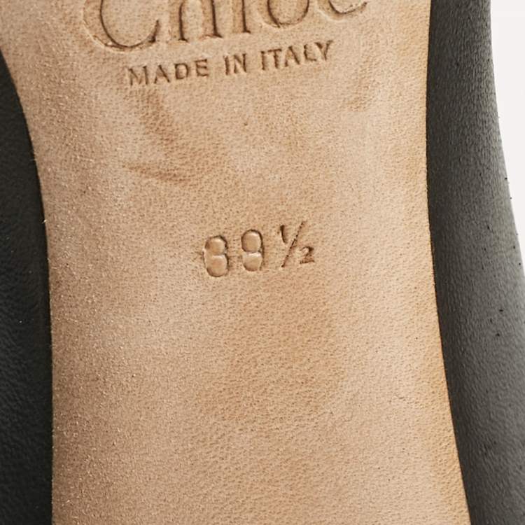 Pre Owned Chloe Black Scalloped Leather Lauren Pumps Size 39.5