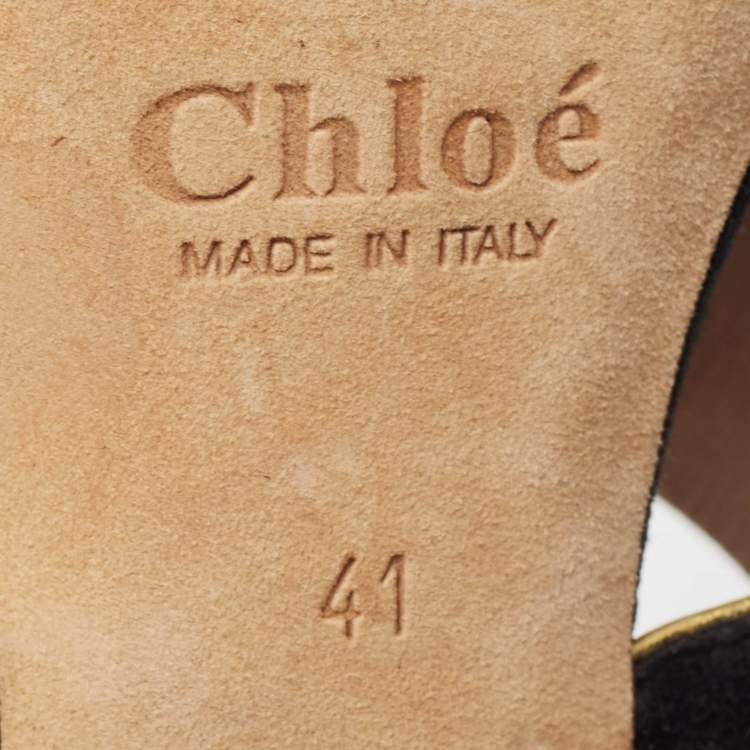 Pre Owned Chloe Black Suede Bow Detail Cut Out Sandals Size 41