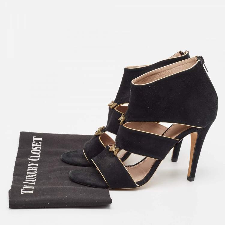Pre Owned Chloe Black Suede Bow Detail Cut Out Sandals Size 41